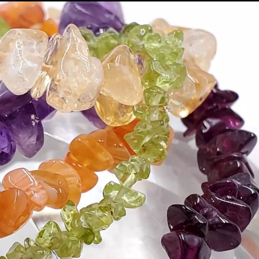 Sterling Silver Toggle Clasp Multi Gemstones Stra… - image 3